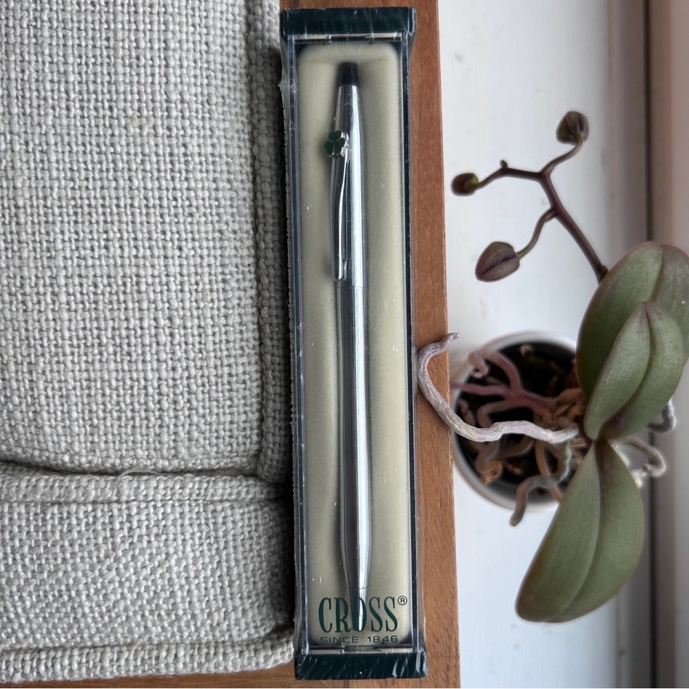 CROSS Century Classic Chrome Ball Point Pen Green 3 Leaf Clover☘️Ireland, RARE